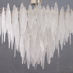 Large italian ceiling light with Murano glass Tronchi, ceiling chandelier 100 cm design vintage style Made in Italy