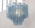 Murano Glass Chandelier, Vintage Tronchi Design, Avio Blue, Made in Italy