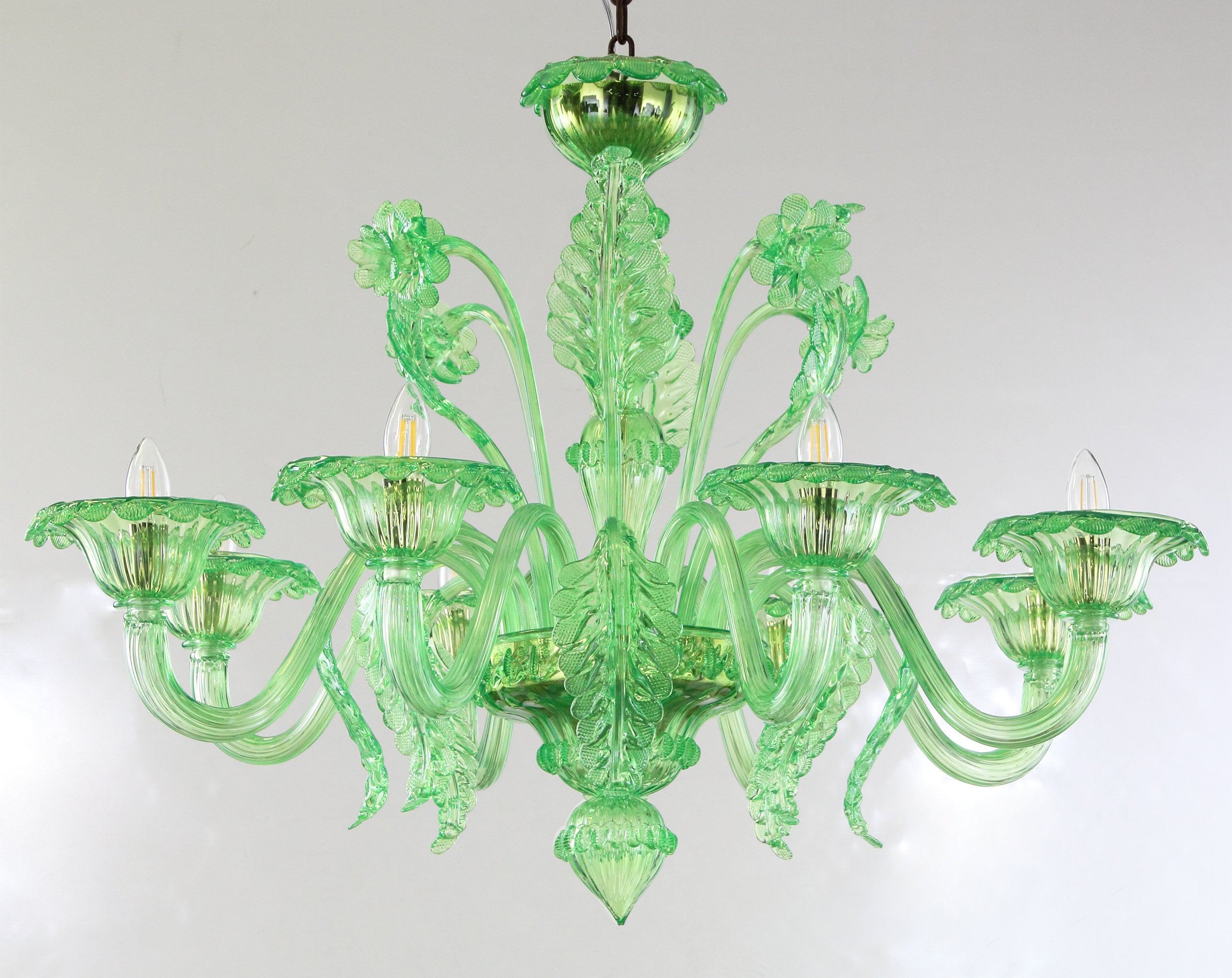 Elegant Handmade Murano Glass Chandelier Green Color With