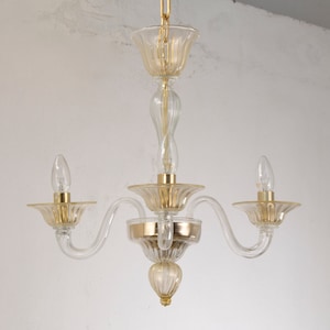 In stock! Handmade Original Murano glass chandelier crystal color and gold artistic decorations, handmade Made in Italy Venetian design