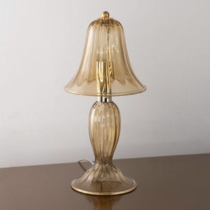 Murano-Tischleuchte, venezianischer Sand, rauchiges Bernstein, Goldglas, Akzentlicht
