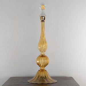 Murano glass table lamp amber color, handmade Made in Italy Venetian design lighting