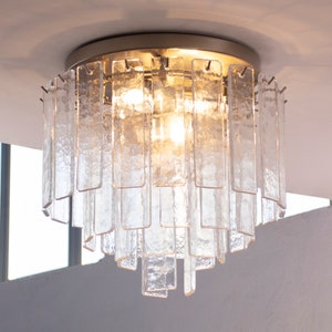 Vintage ceiling lamp with Murano glass, elegant handmade ceiling lamp Made in Italy height 40 cm Venini La Murrina