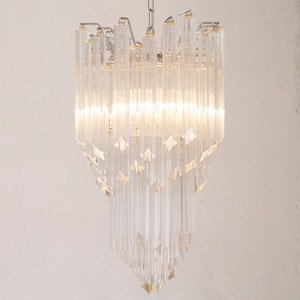 Italian chandelier Quadriedri Venini contemporary style mid-century Murano glass pendant lamp handmade in Italy