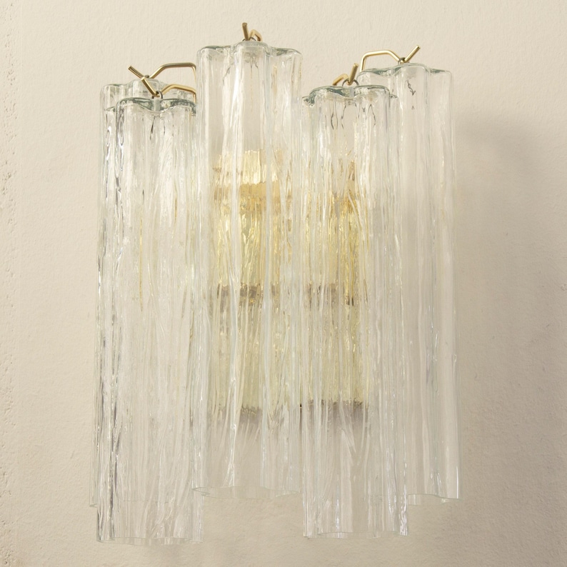 Paire d'appliques murales, Tronchi H35cm - Verre transparent soufflé à la main en Italie - Style moderne du milieu du siècle image 9