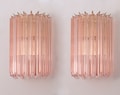 Set of 2 Italian Murano Glass Wall Sconces, Vintage style pink Lighting