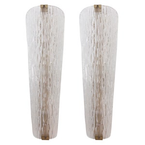 Set of 2 big Wall sconce Murano glass handmade texture Made in Italy, 82 cm height, design lighting
