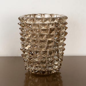 Smoky Murano Glass Rostrato Vase, Italian Mid-Century Modern Decor