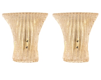 Set of 2 Murano glass golden color wall lamp, Italian design wall sconce