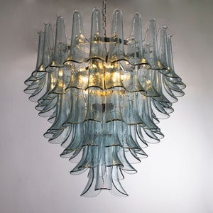 Petali pendant lamp Ø80 cm Made in Italy Murano glass Rialto green color, vintage style lighting