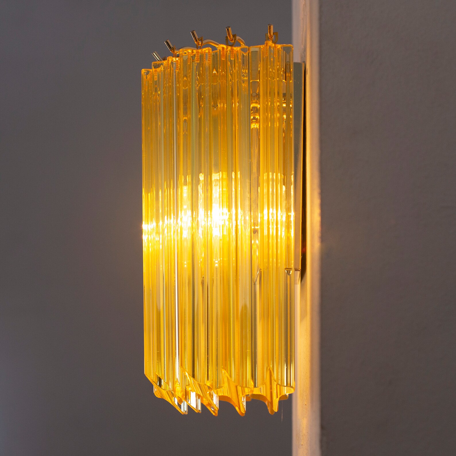 Murano Glass Wall Sconces, Vintage Yellow (set of 2, Brass Frame) - Etsy