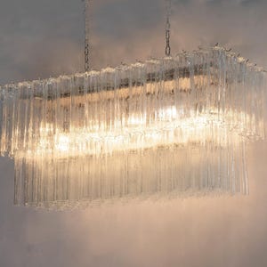 Murano Pendant Tronchi 120 cm - Clear Glass Hand-blown Italy - Statement light