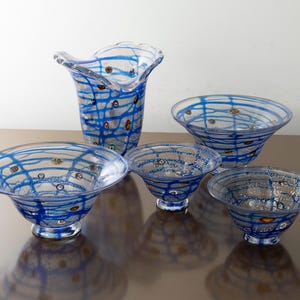 Make your choice! Vintage original Blue Murano Glass Vases Collection – Millefiori Murrine and Silver Leaf