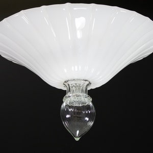 Large Murano glass ceiling lamp diameter 55 cm white color and transparent, Made in Italy ceiling lamp, chandelier design