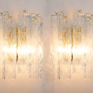 Set of 2 Wall sconce with Murano glass crystal color Made in Italy, vintage style wall lamp with cylinders
