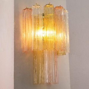 Italian wall light Murano Multicolor 2 tier - Mid-Century hi-end decorative lamp image 1