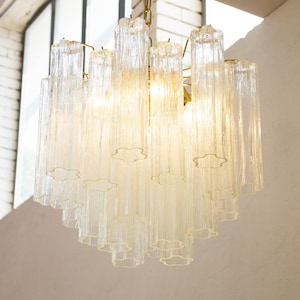 Lustre italiano Murano Ø50 cm - Vidro transparente soprado à mão na Itália - Estilo vintage