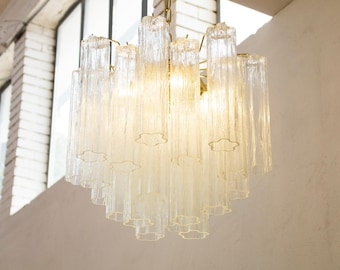 Italian Chandelier Murano Ø50 cm - Clear Glass Hand-blown Italy - Vintage Style