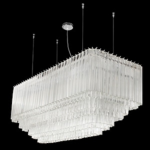 Large Made in Italy pendant chandelier with Murano glass triedri, elegant handmade Venini Style design chandelier