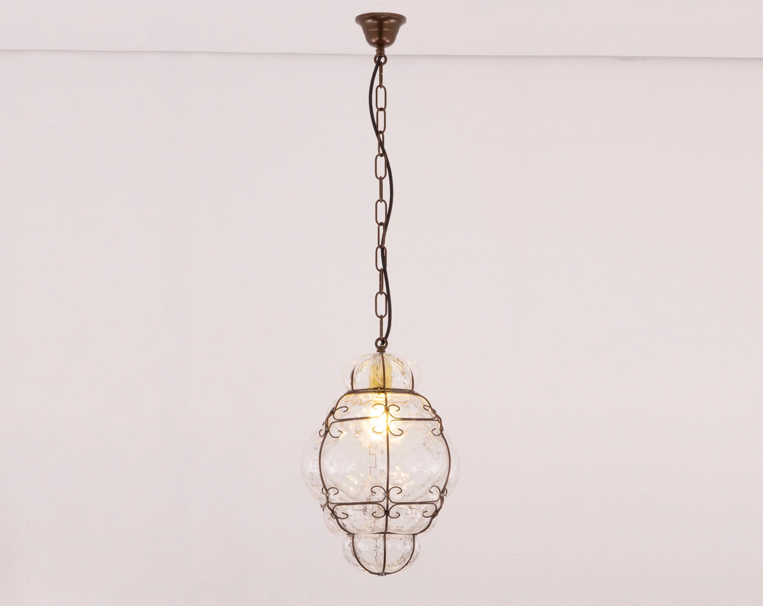 Murano glass blown crystal color lantern lamp, Made in Italy vintage style chandelier