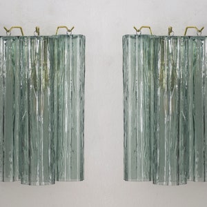 Murano Glass Wall Sconce Set, Rialto Green, Vintage Italian Lighting