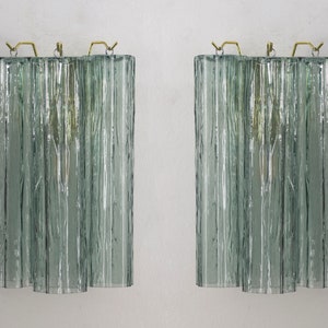 Set of 2 Wall sconce with Murano glass green-grey color Made in Italy, vintage style wall lamp with glass trunk