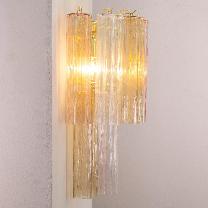 Italian wall light Murano Multicolor 2 tier - Mid-Century hi-end decorative lamp image 7
