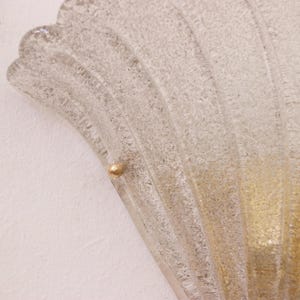 Murano Glass Wall Lamp: Smoky Vintage Sconce Shell-Shaped (Handmade Italy) image 13