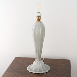 Murano glass table lamp light grey color, handmade Made in Italy Venetian design lighting