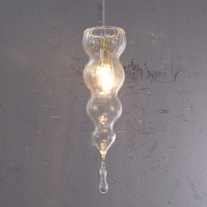 Murano glass blown crystal color pendant lamp, Made in Italy artistic transparent handmade chandelier design