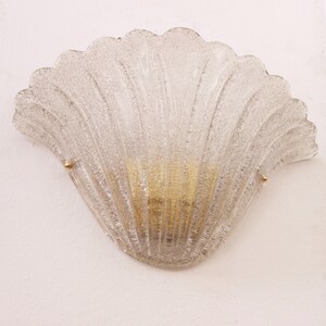 Murano Glass Wall Lamp: Smoky Vintage Sconce Shell-Shaped (Handmade Italy) image 10