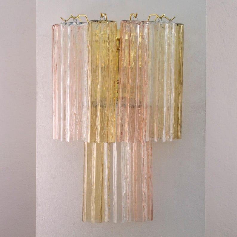 Italian wall light Murano Multicolor 2 tier - Mid-Century hi-end decorative lamp image 12