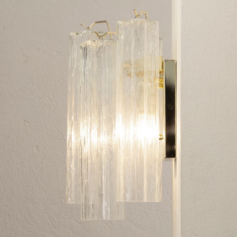 Paire d'appliques murales, Tronchi H35cm - Verre transparent soufflé à la main en Italie - Style moderne du milieu du siècle image 7