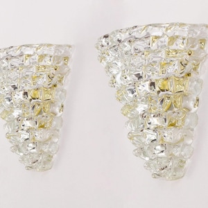 Murano Crystal Wall Sconces, Rostri Handmade Italian Glass Vintage Style (Set of 2)