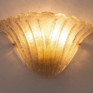 Murano Glass Wall Lamp: Smoky Vintage Sconce Shell-Shaped (Handmade Italy) image 6