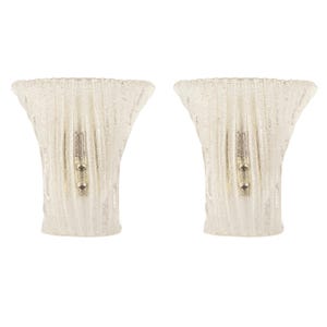 Set of 2 Murano Glass Wall Sconces Handmade Italian mid-century Lighting