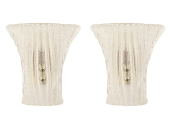 Set of 2 Murano Glass Wall Sconces Handmade Italian mid-century Lighting