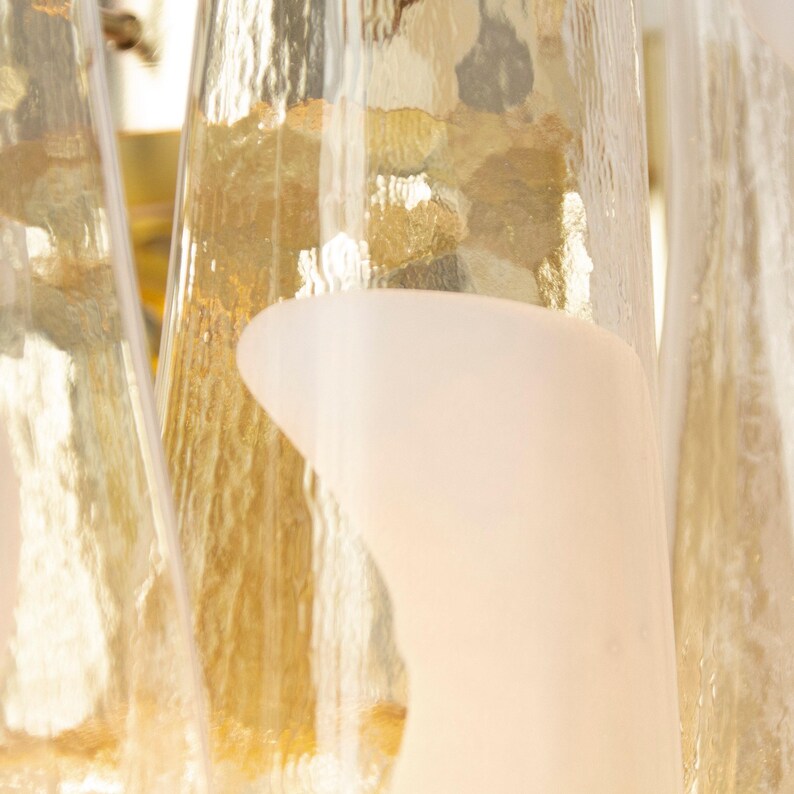 Murano Glass Sconce - Five Clear and White Petali Mid-Century Italian wall light image 12