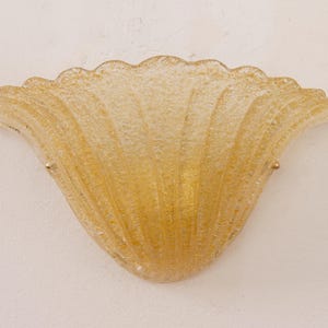 Elegant Amber Murano glass wall sconce hand bown with grit, wall lamp Made in Italy