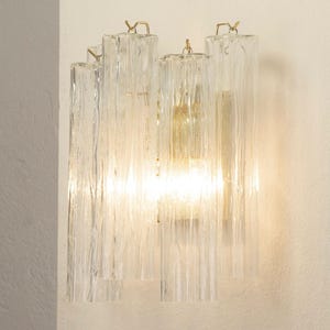 Murano wandlamp Tronchi H35cm - Helder glas, handgeblazen in Italië - Mid-Century Modern