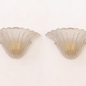 Set of 2 Elegant Fumè Murano glass wall sconce smoky with grit, wall lamp Made in Italy