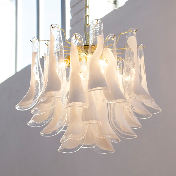 Large pendant lamps Petali Ø57 cm Made in Italy Murano glass, vintage style chandelier lighting