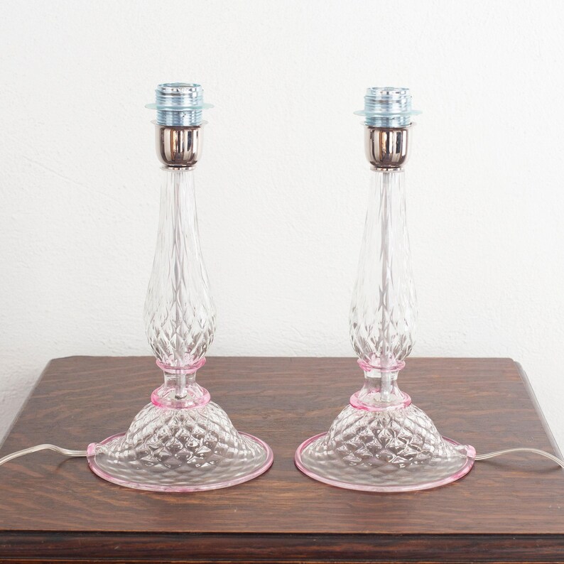 Murano-Tischlampen: Transparentes Glas mit rosa Akzenten (2er-Set) Bild 8