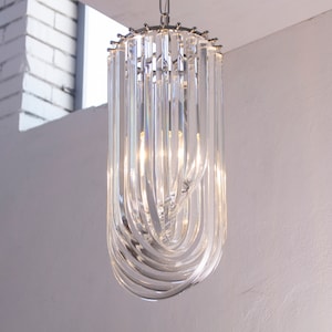 Suspension chandelier with interlaced Murano glass trihedrons, elegant suspension modern design Venini style