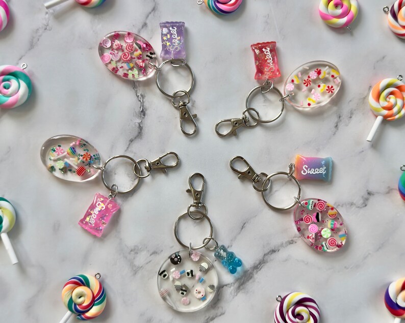 Sweet Keychains Candy Sweets Resin Keychain, Sugar Lollipop Sprinkles Themed, Child ...