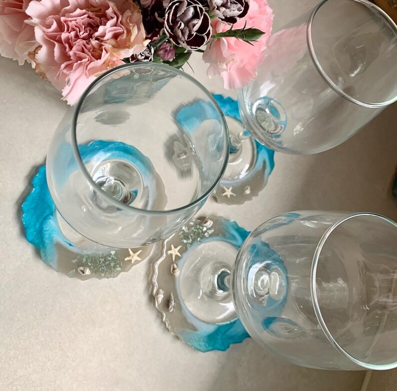 2 Beach Wine Glasses Etsy