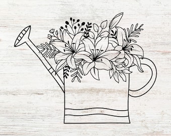 Watering Can with Flowers SVG: Gardening Cut File (Digital Download)