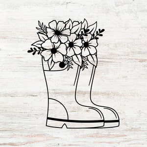 Rain boots SVG, Rain boots with Flowers SVG, Flowers svg, Floral rain boots svg, Flower Rain Boots Clipart, Gardening svg File