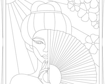 Geisha Buntglas Muster SVG Datei