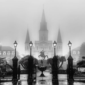 French Quarter Black and White, St. Louis Cathedral, Jackson Square, New Orleans Black and White Photography, A limited edition print